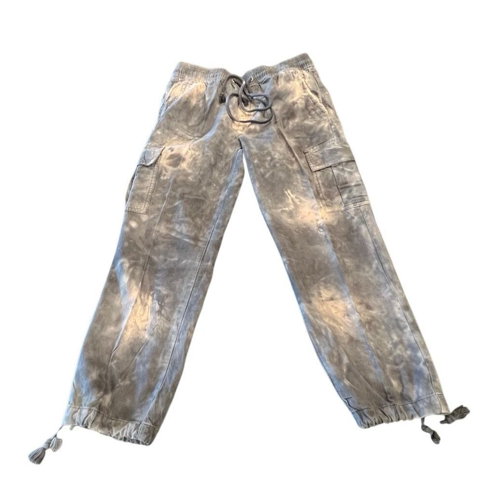 Sanctuary x Anthropologie Women's Tie-Dye Drawstring Cargo Jogger Pants Gray XSP